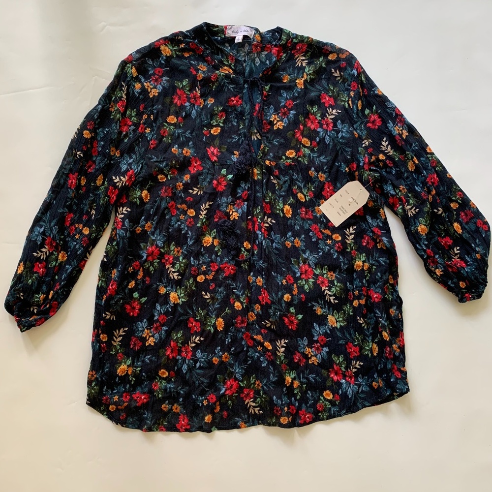 BAILEY + CHLOE Boho Floral Blouse Size Medium